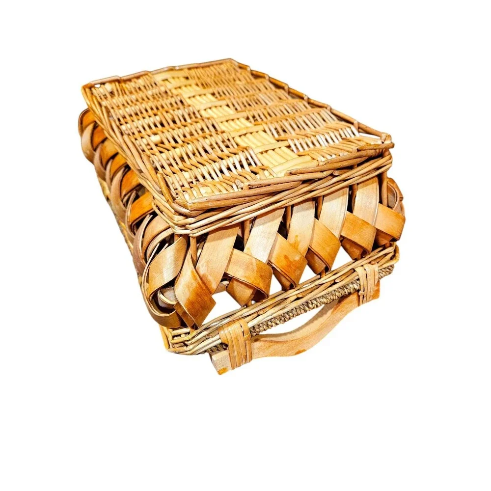 Vintage Wicker Basket With Handles, 14